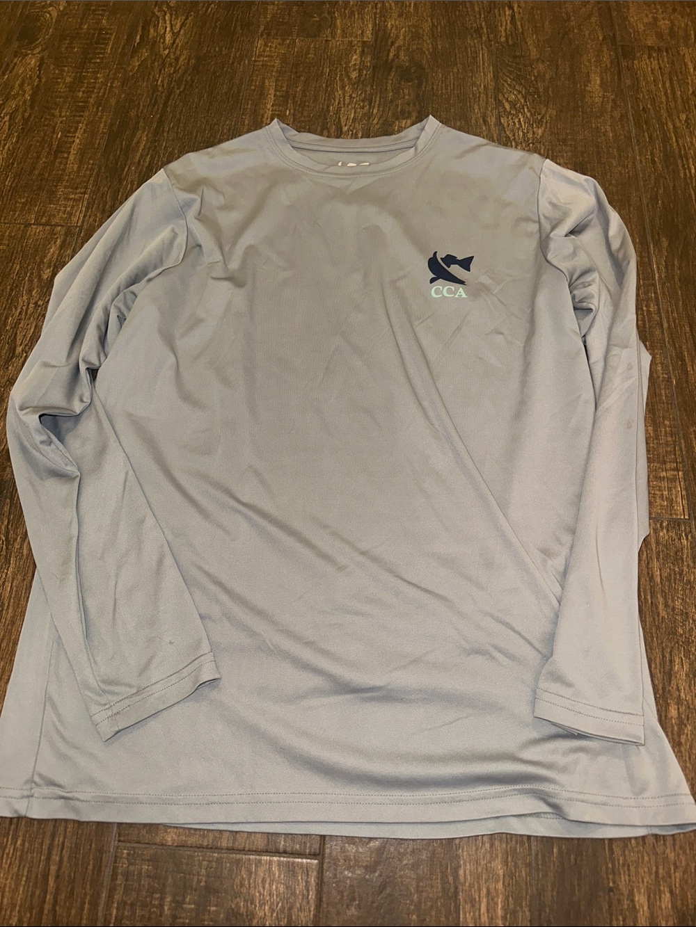 CCA Men’s Gray Long Sleeve Performance Fishing Shirt Size Medium